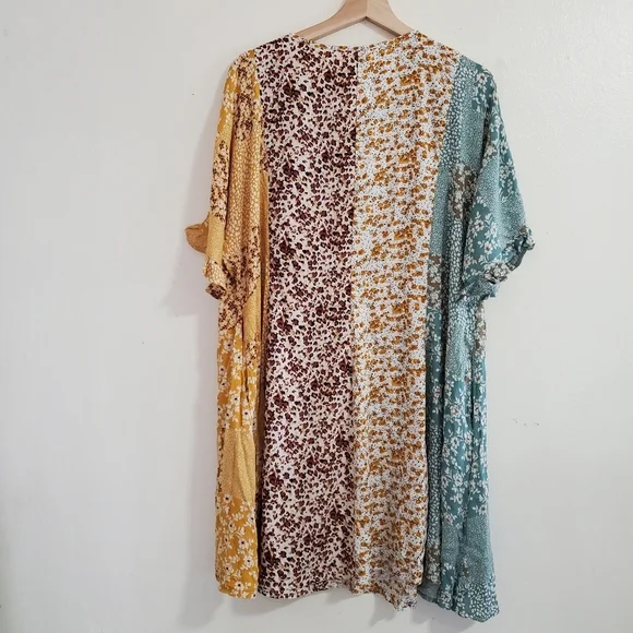 LAST ONE! NEW Umgee Plus Mixed Floral Print Ruffle Dress Pockets - Picture 12 of 12